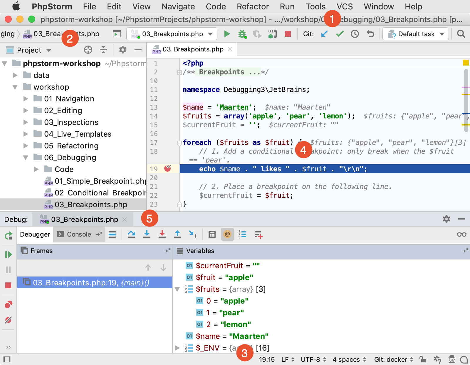 PhpStorm ユーザーインターフェースの概要 PhpStorm user interface overview
