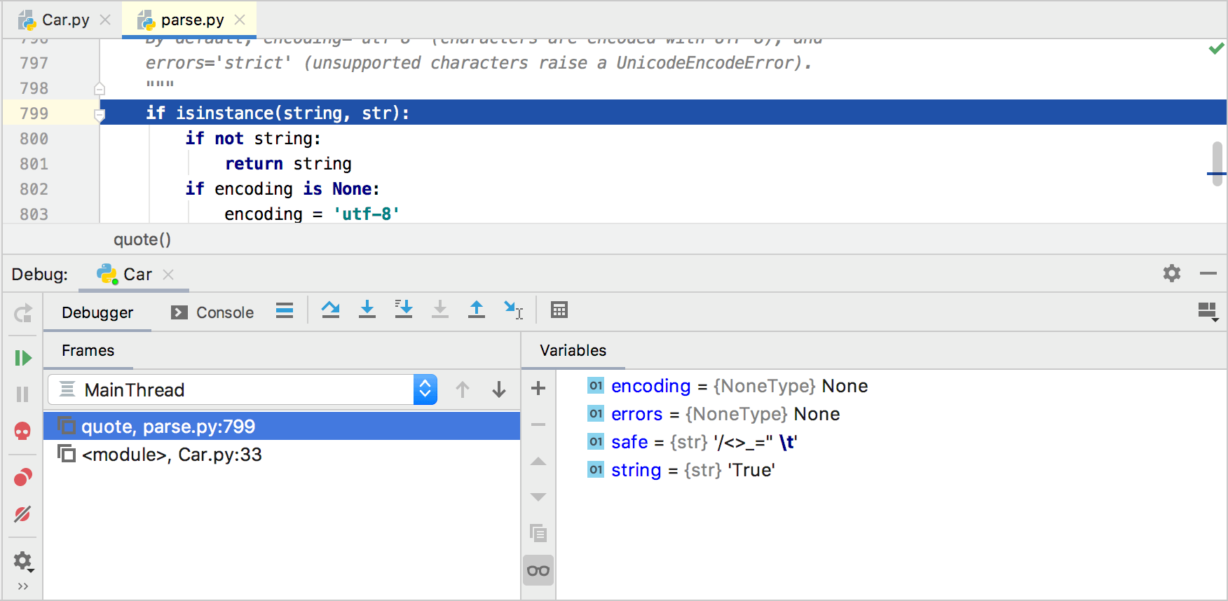 デバッグ中に踏み込む Stepping into during the debugging