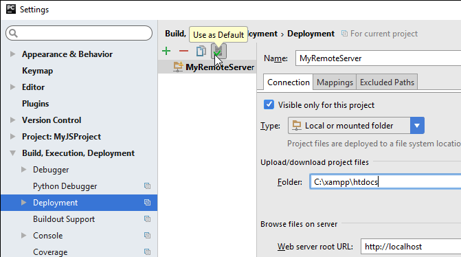 サーバーをデフォルトとして設定 Set a server as default