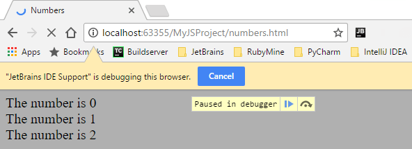 デバッガでWebページが一時停止しました Web page paused in debugger