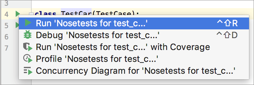 テストフレームワーク用の推奨実行/デバッグ構成 Suggested run/debug configuration for a test framework