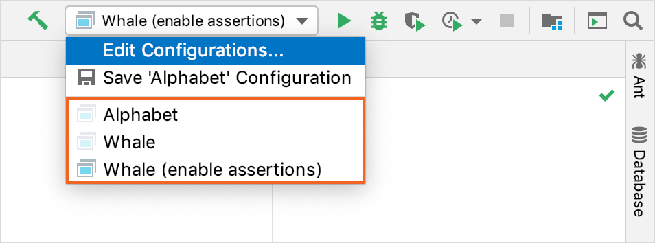 永続的構成と一時的構成には異なるアイコンがあります Permanent and temporary configurations have different icons