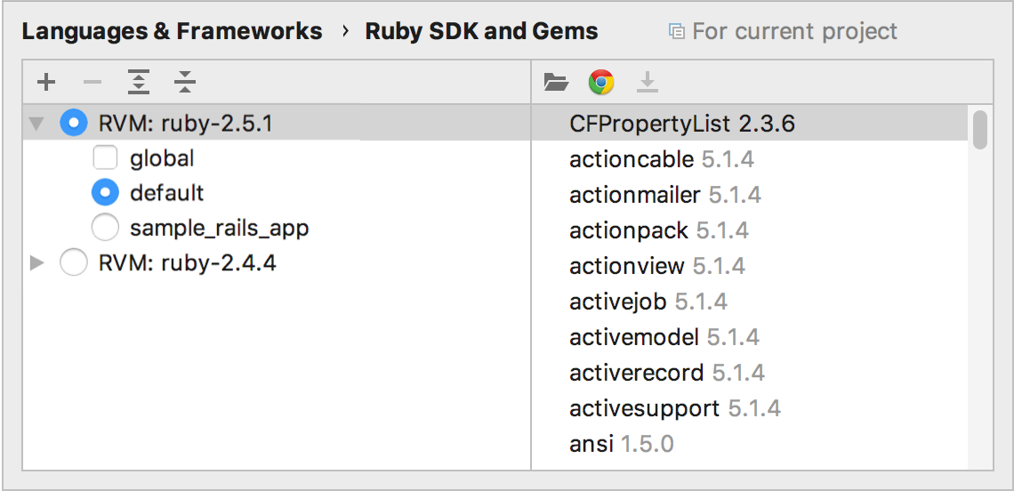 RVM の Ruby SDK および Gems ページ Ruby SDK and Gems page for RVM