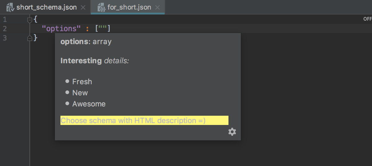 x-intellij-html-descriptionプロパティを使用したJSONスキーマ定義のドキュメントのHTML記述 HTML descriptions in documentation for JSON schema definitions with x-intellij-html-description property