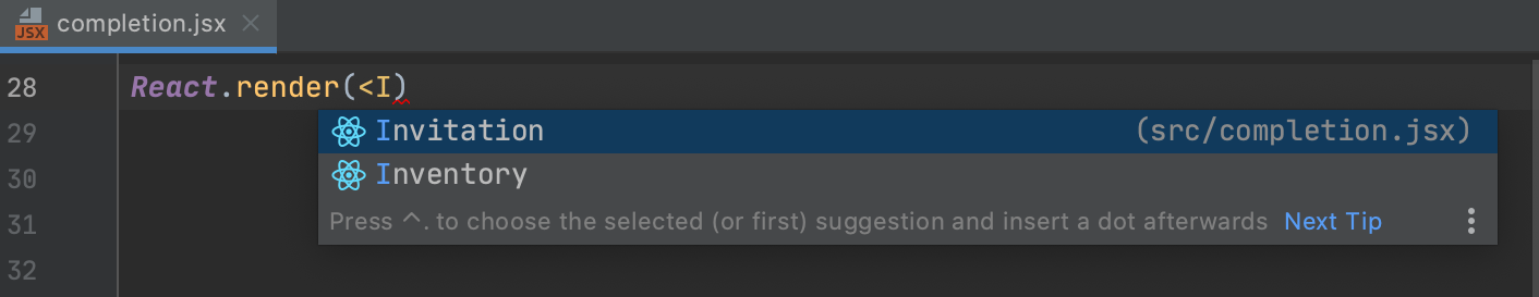 HTML タグとコンポーネント名の補完 Completion for HTML tags and component names