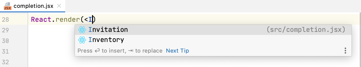 HTML タグとコンポーネント名の補完 Completion for HTML tags and component names