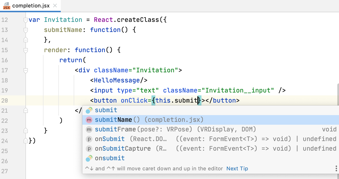 波括弧内の JavaScript 式の完成 Completing JavaScript expressions inside curly braces