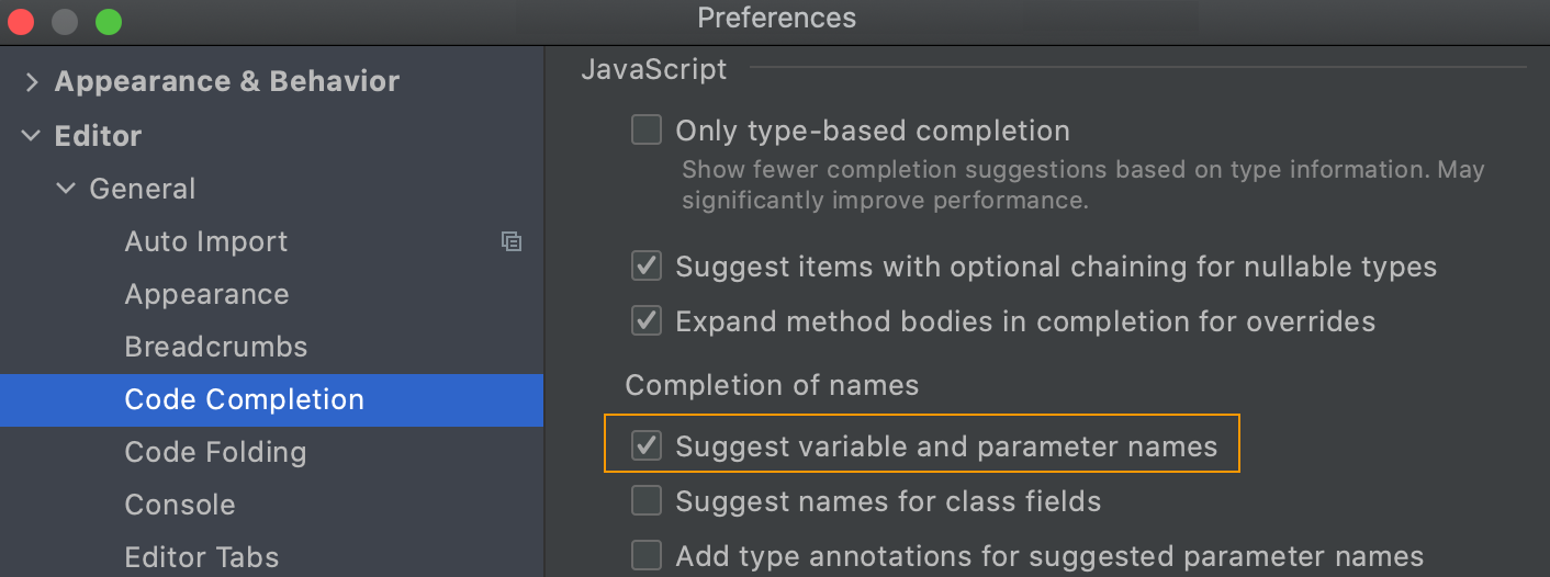 Suggested names for a newly declared variable