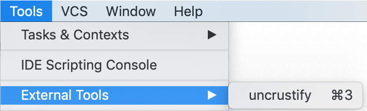 外部ツールメニュー external tools menu