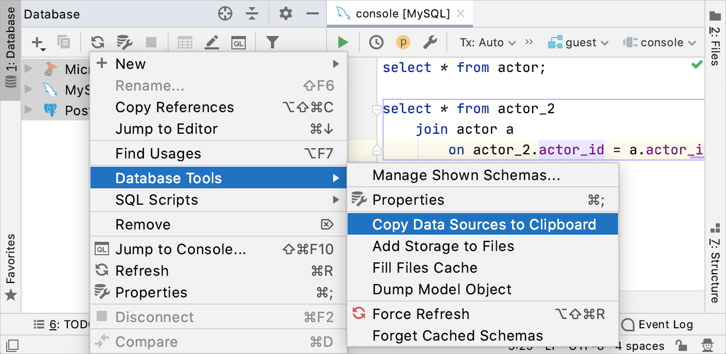 データソースをクリップボードにコピーする Copy data sources to the clipboard