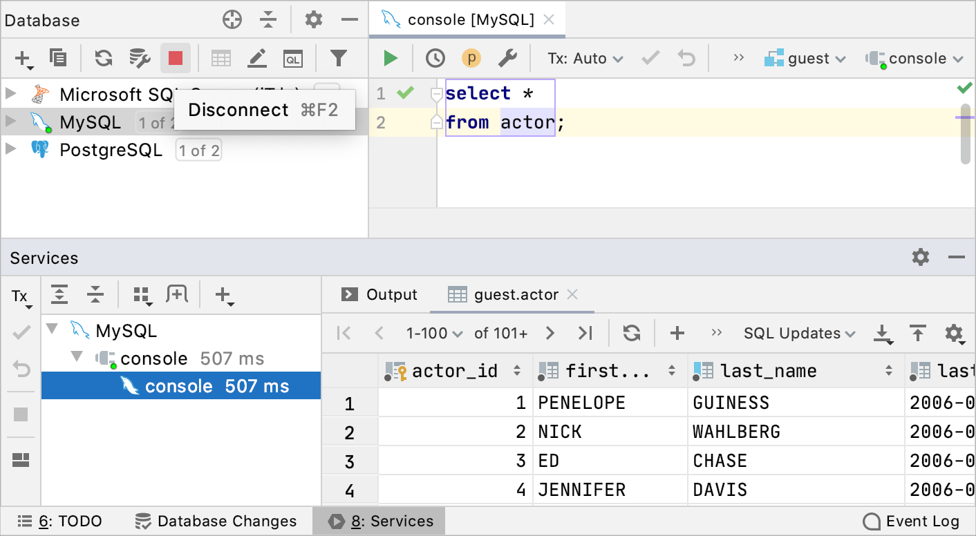 データベースの接続の構成 Datagrip