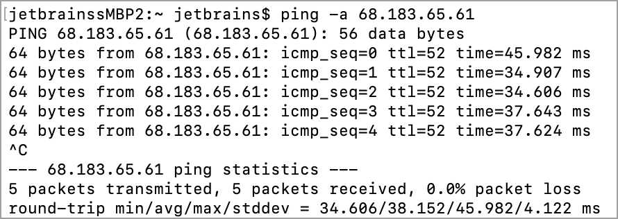 ping コマンドで接続をテストする Test connection with the ping command