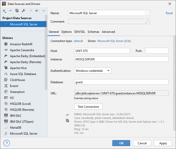 SQL Server 認証を使用して接続する Connect by using SQL Server authentication