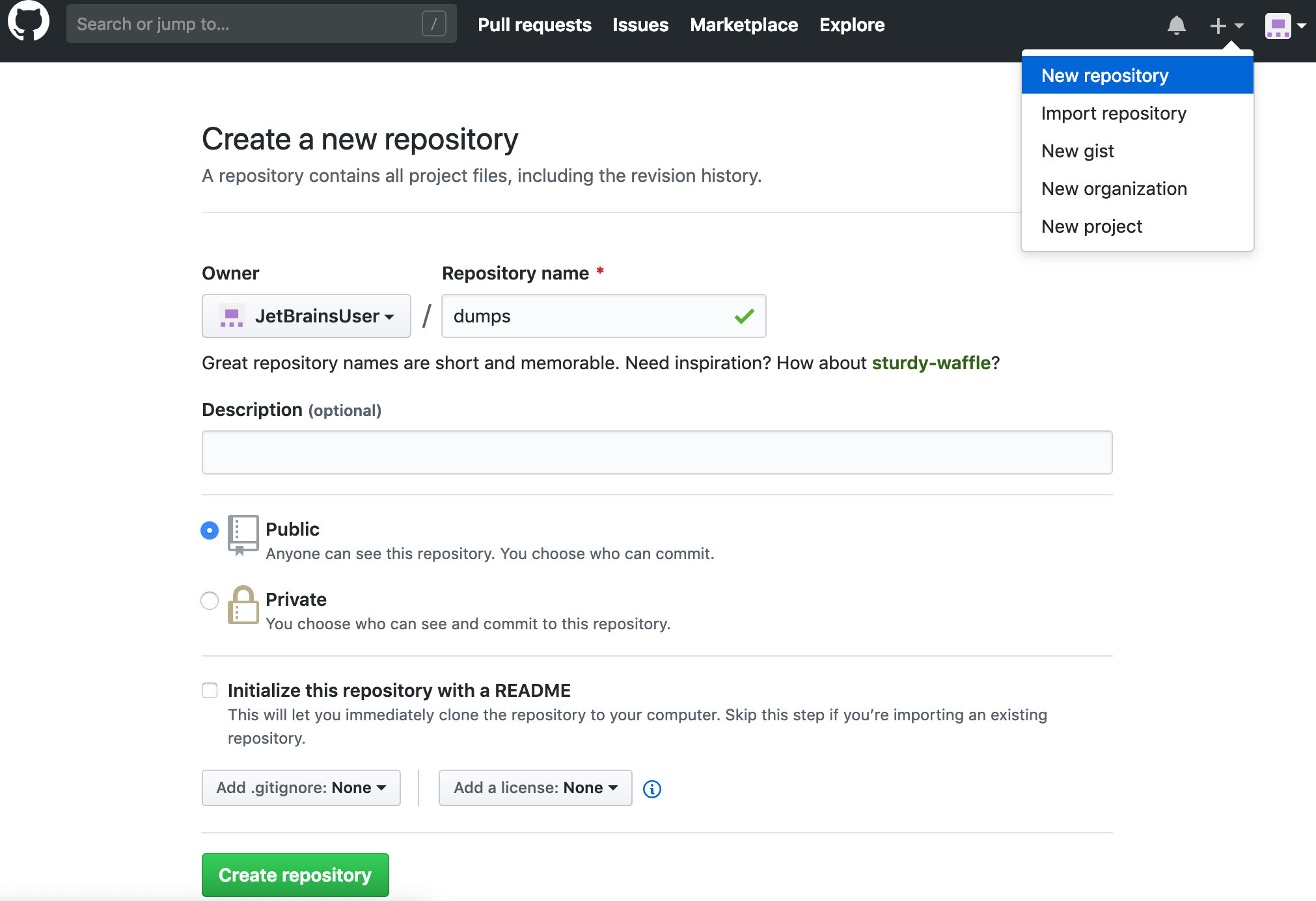 GitHub リポジトリを作成する Create a GitHub repository