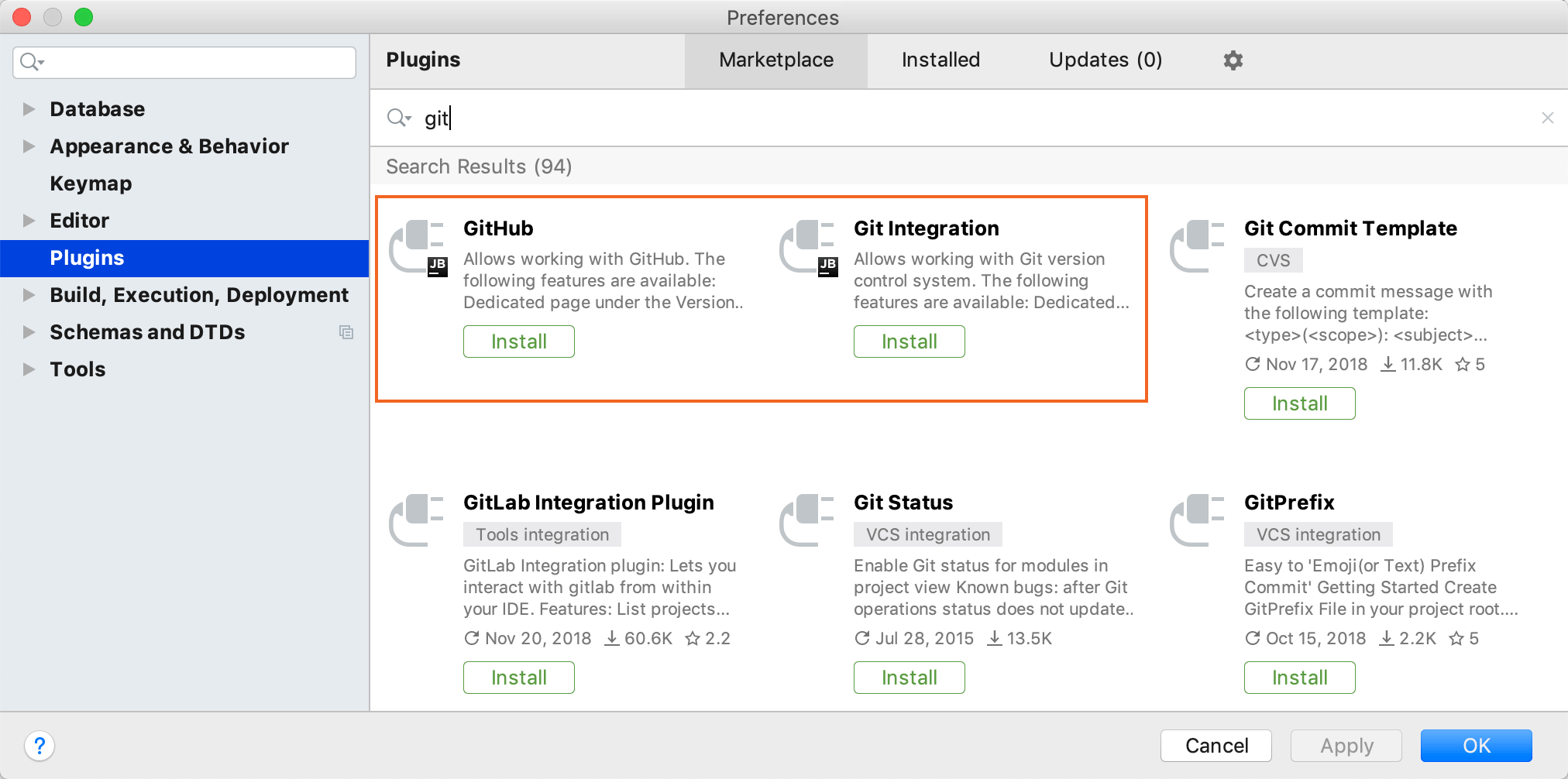 Git 統合と GitHub プラグインをインストールする Install Git Integration and GitHub plugins