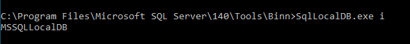 SqllocalDB.exe i コマンドを実行する Run the SqllocalDB.exe i command