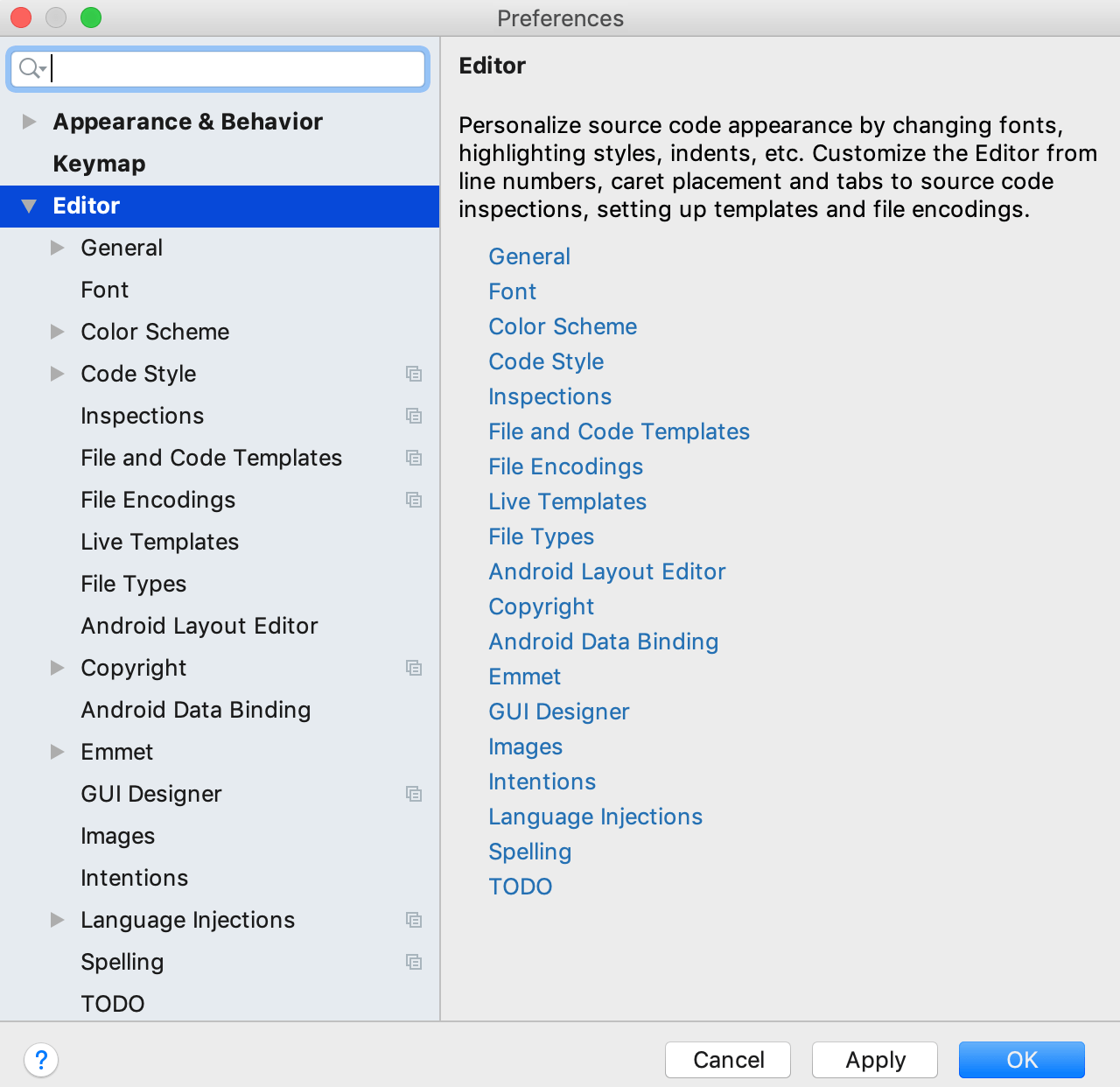 エディター設定 editor settings