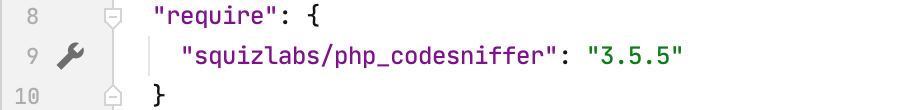 composer.json の php_codesniffer 設定のガターアイコン Gutter icon for php_codesniffer settings in composer.json