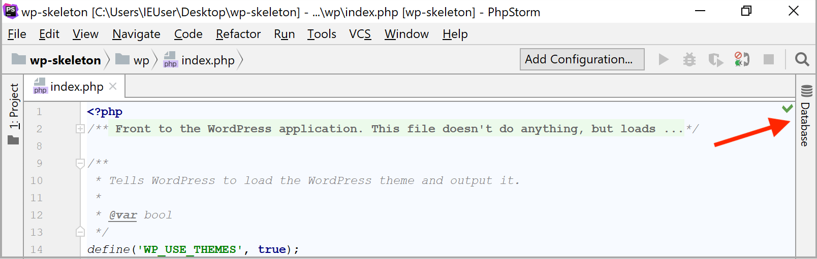 データベースツールウィンドウを開く Open the Database tool window