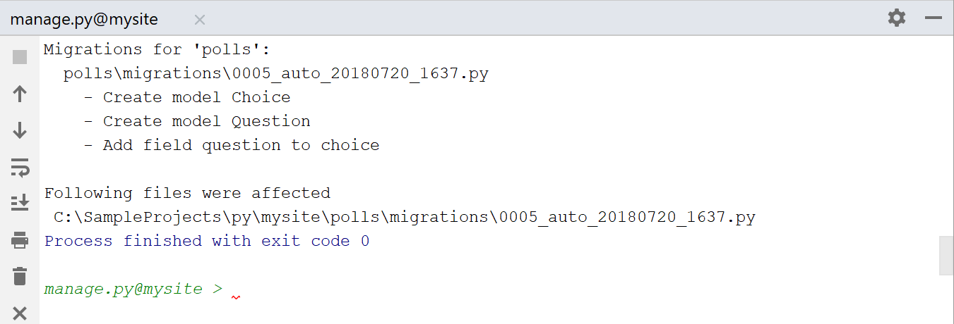 マカミゲーションを実行する executing makemigrations