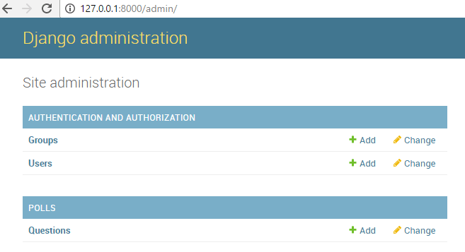 サイト管理ページ site administration page