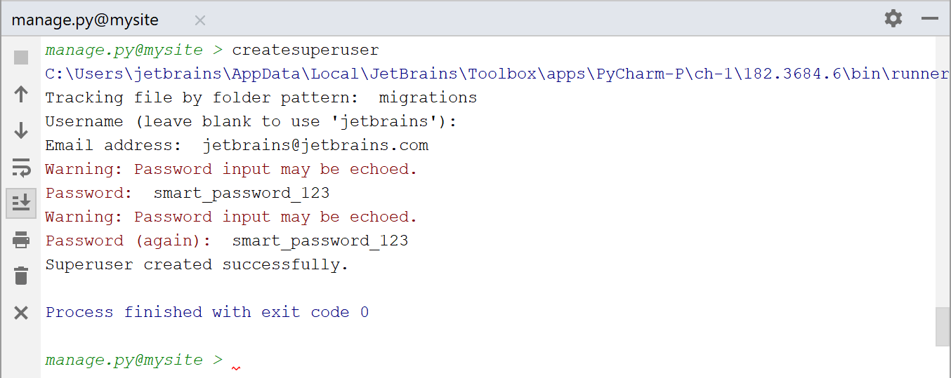 スーパーユーザーを作成する creating a superuser