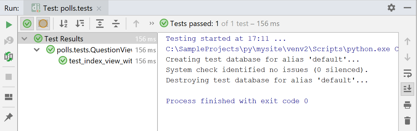 テストを実行 running tests