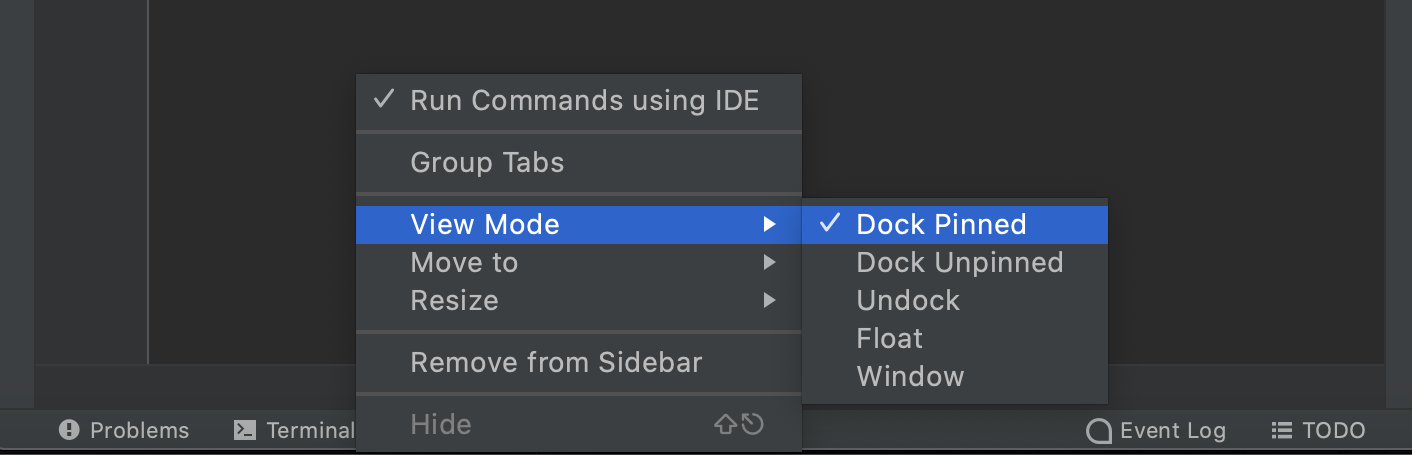 ツールウィンドウバーとボタン Tool windows bar and buttons