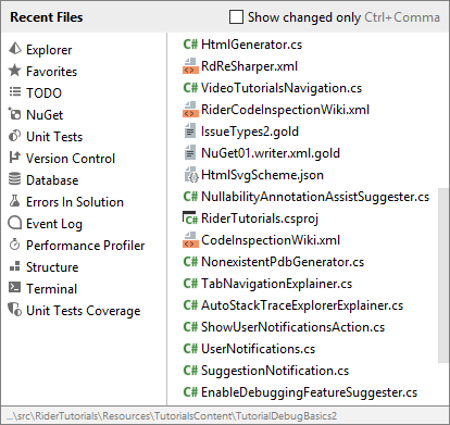 最近開いたファイルに移動する Navigating to files that you have opened recently