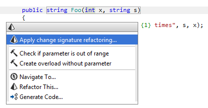 変更シグネチャーのリファクタリングをインラインで適用する Applying the Change Signature refactoring inline