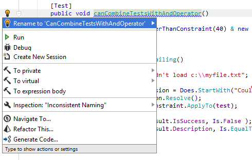 JetBrains Rider: アクションリスト JetBrains Rider: Action list