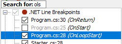 JetBrains Rider: ブレークポイントの検索 JetBrains Rider: searching breakpoints