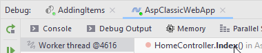デバッグウィンドウのセッションタブ Session tabs in the Debug window