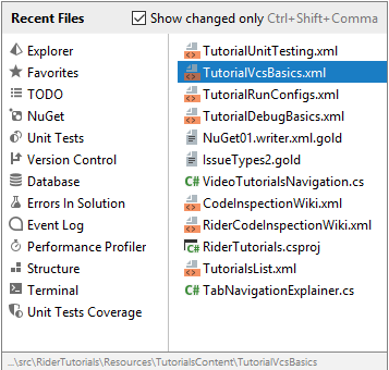 最近変更されたアイテムへの移動 Navigating to recently modified items
