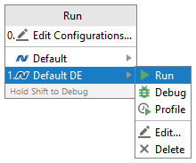 JetBrains Rider: クイックリストの実行/デバッグ JetBrains Rider: Run/debug quick list