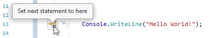 JetBrains Rider デバッガー : ホバーアクションで次のステートメントを設定する JetBrains Rider debugger: Setting the next statement with the hover action