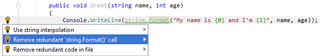 文字列書式設定メソッドへの冗長呼び出し Redundant call to string formatting method