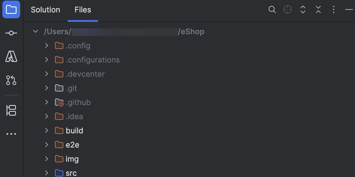 Repository-wide visibility in the Solution Explorer
