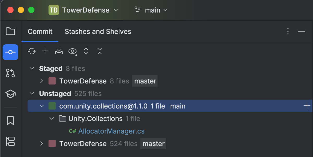 Unity version control bindings